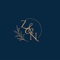 ZN Initial Wedding Monogram Logo with Minimalistic Style
