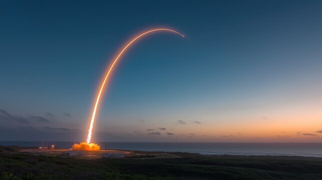 Rocket takeoff from a launch complex