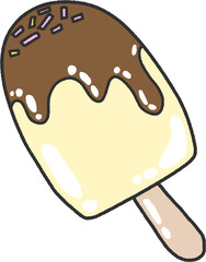 Choco-Dip Vanilla Popsicle – Doodle Ice Cream Stick Vector