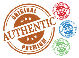 Authentic Original Premium Stamp Vector Set, Grunge Style Quality Label Pack  
