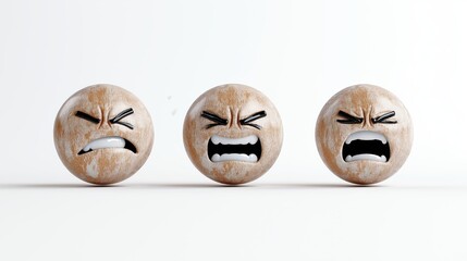 Cartoon angry emoji faces displaying various cute and expressive emotions