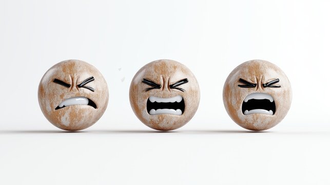 Cartoon angry emoji faces displaying various cute and expressive emotions - Powered by Adobe