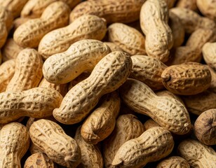 Whole peanuts in shell – close-up of raw unshelled groundnuts