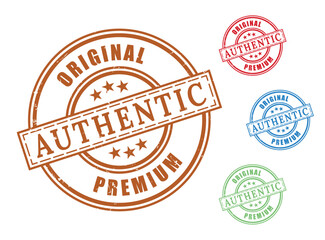 Authentic Original Premium Label Pack, Grunge Rubber Quality Assurance Stamp Vectors  