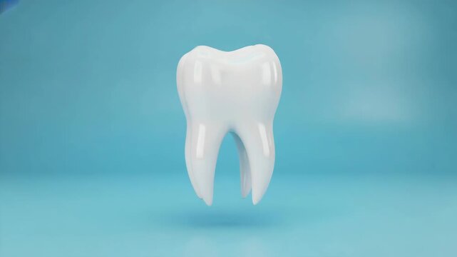 Dental Health Concept: Pristine Tooth on Blue Background for Oral Care Promotion
