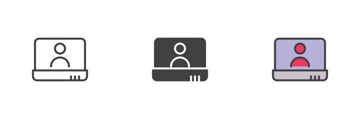 User login icon set in line, solid and filled outline style