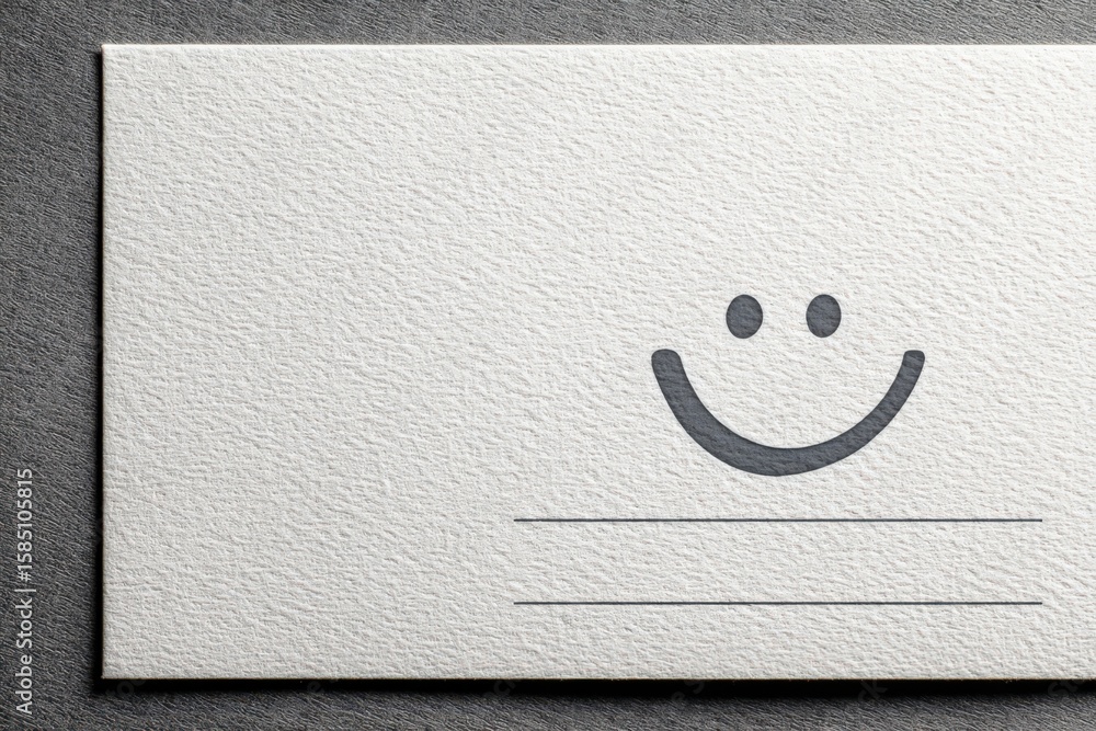 Poster minimalist design featuring textured paper background with a subtle smiley face illustration invokin