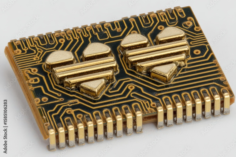Poster innovative microchip model with heart design illustrating the fusion of technology and emotion showc