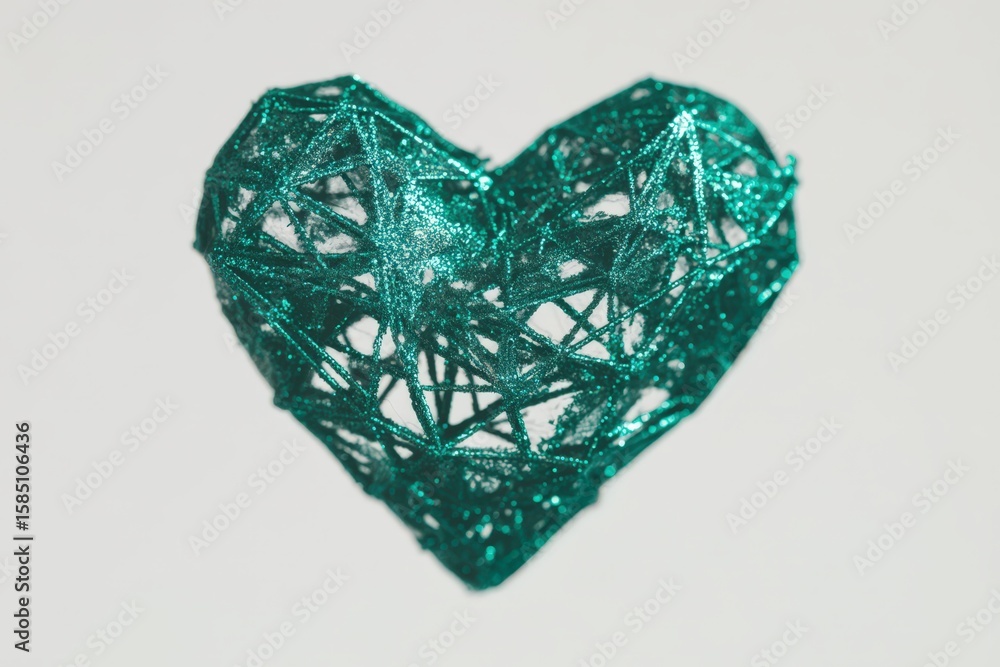 Poster abstract turquoise heart sculpture representing love vulnerability and emotional connection illumina