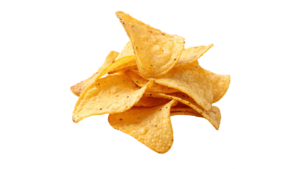 golden nachos chips isolated on transparent background