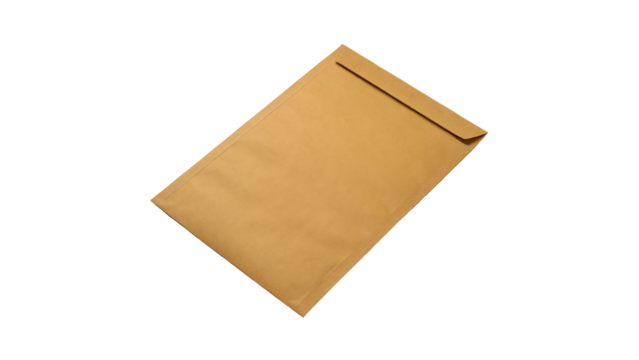 large a4 blank brown envelope isolated on transparent background	
