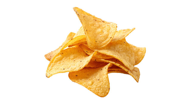 golden nachos chips isolated on transparent background