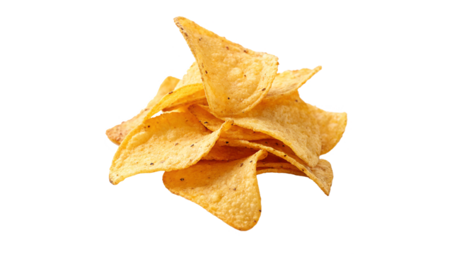 golden nachos chips isolated on transparent background
