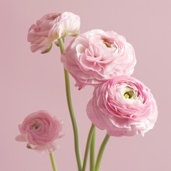 Fototapeta premium Full Bloom Pink Ranunculus Flowers on Background Photo.