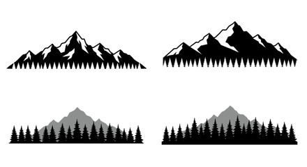 Obraz premium Mountain silhouette with forest elements in monochrome design