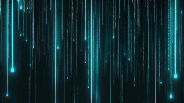 Vertical streams of glowing green and blue data lines flowing across a dark background. Inspired by sci-fi UIs. Seamless loop
