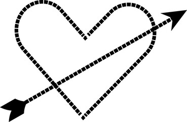 Check mark in a box vector illustration with dotted line heart shape design