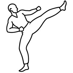 Fototapeta premium Dynamic line art of a martial artist in a powerful high ki pose isolated on white background