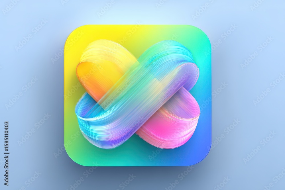 Poster abstract intertwining shapes created with vibrant colors illustrating motion and fluidity reflecting
