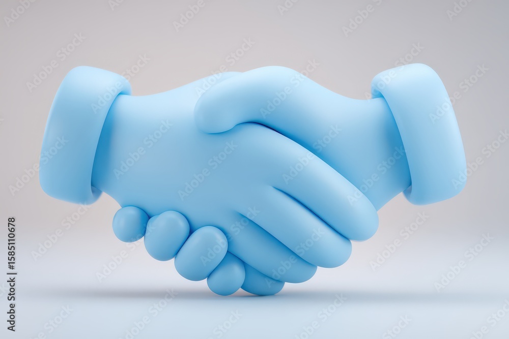 Poster engaging friendly handshake symbolizing collaboration and trust between partners characterized by pl