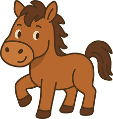 Obraz premium Cute Horse Character Illustration Set 귀여운 말 캐릭터 일러스트 세트