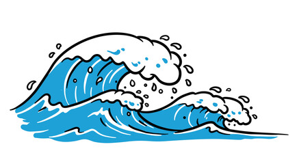 Bold ocean waves with splashing foam in vibrant colors