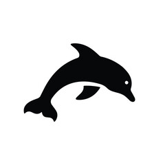 Leaping Dolphin Silhouette - Minimalist Black and White Vector Icon