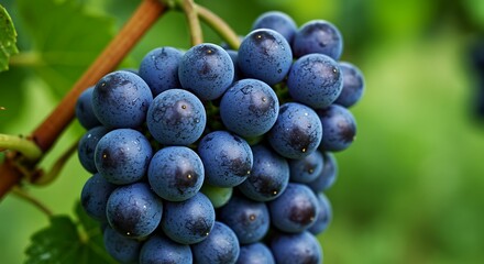 Juicy Ripe Blue Grapes Hanging on the Vine A Close-Up View of Nature's Sweetness