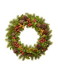 Christmas Wreath Decor Pine Cones, Berries, Holly, Festive Winter
