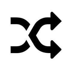 Shuffle illustration shows redirection, changing direction, or playing randomly. Shuffle illustration uses arrows, indicating altering direction, changing, or randomize to redirect items or contents.