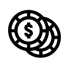 Two poker chips featuring a dollar sign on white offer chance to gamble. Poker chips stack provides fun at casino and other betting activities. Enjoy poker chips as a symbol of chance, money.