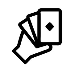 Card hand holding playing cards in fan shape on white backdrop. Card hand represents gambling and games of chance, like poker or blackjack. Concept card hand in casino for luck or entertainment.