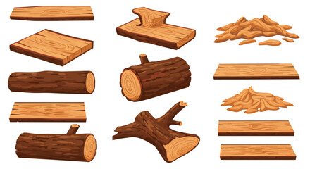 Realistic wood textures and log illustrations