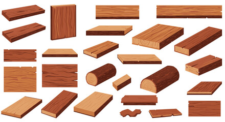 Diverse wooden plank collection for construction and design projects