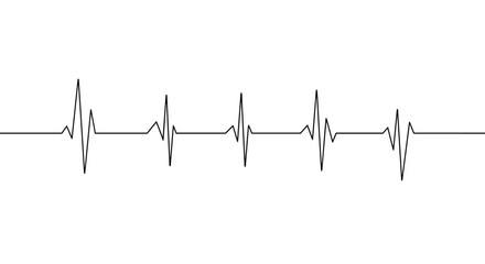 Minimalist heartbeat line art on white background for medical themes