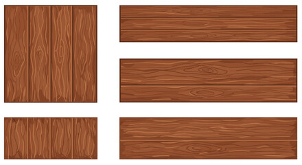 Wooden plank set with detailed texture patterns for design projects