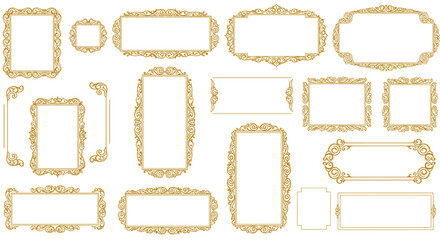 Ornate gold decorative frame collection for elegant design projects