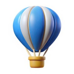  3D Blue Hot Air Balloon Icon – Travel and Adventure Symbol