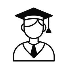Graduate with Cap Silhouette Vector Icon, Academic Achievement Symbol