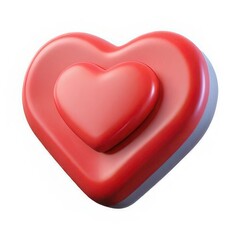 3D Red Heart Icon – Love and Like Symbol