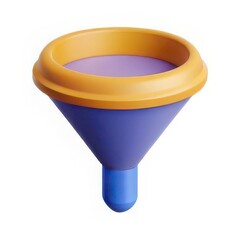  3D Funnel Icon – Filter Tool for Data and Marketing