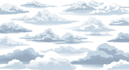 Calm sky with puffy clouds and soft pastel atmosphere