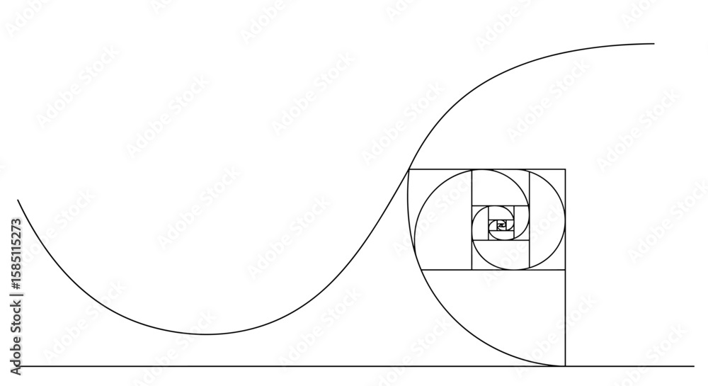 Aufkleber elegant minimalist fibonacci spiral design in linear style
