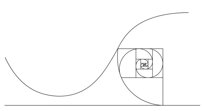 Elegant minimalist fibonacci spiral design in linear style