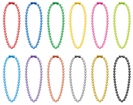 カラフルでシンプルなボールチェーンのベクターアイコンイラストセット(Colorful and Simple Ball Chain Vector Icon Illustration Set)