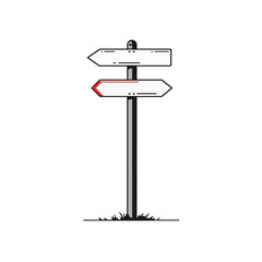 Minimalist signpost indicating direction with a red accent, clarity