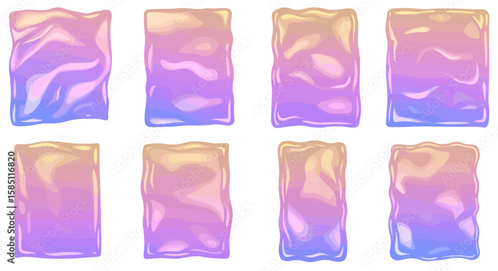Aufkleber iridescent gradient abstract background set with vibrant fluid shapes