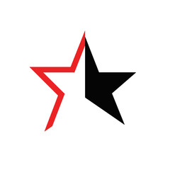 Obraz premium Minimalist black and white star with red accent, artistic expression