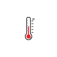 Minimalist thermometer illustration in black and white, temperature measurement