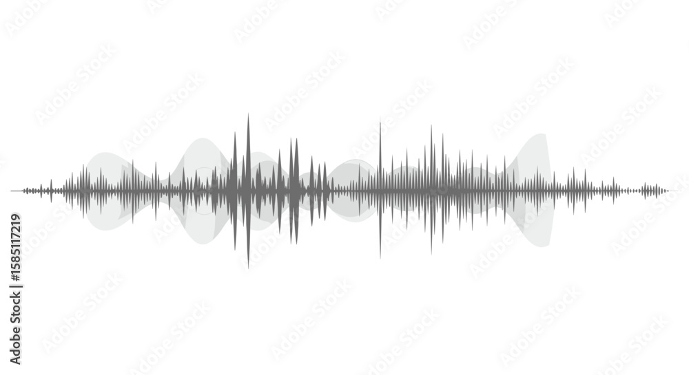 Poster monochrome soundwave pattern with reflection on white background